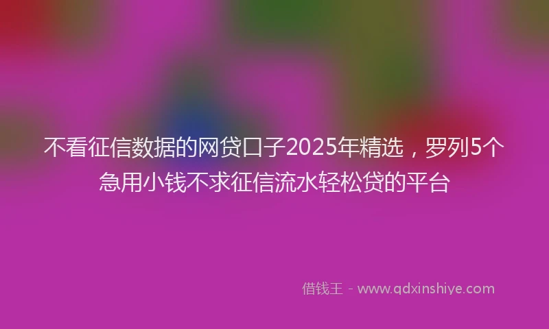不看征信数据的网贷口子2025年精选，罗列5个急用小钱不求征信流水轻松贷的平台