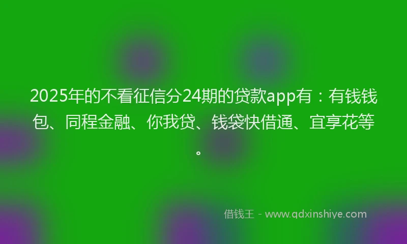 2025年的不看征信分24期的贷款app有：有钱钱包、同程金融、你我贷、钱袋快借通、宜享花等。