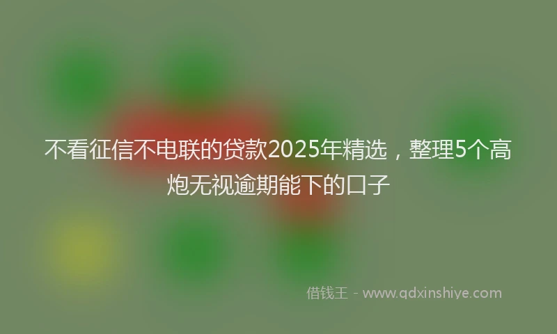 不看征信不电联的贷款2025年精选，整理5个高炮无视逾期能下的口子