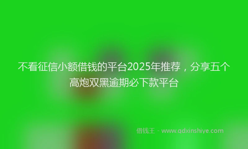 不看征信小额借钱的平台2025年推荐，分享五个高炮双黑逾期必下款平台