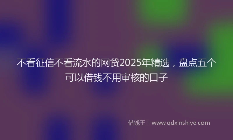 不看征信不看流水的网贷2025年精选，盘点五个可以借钱不用审核的口子