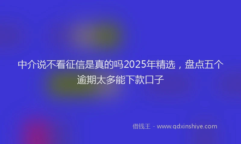 中介说不看征信是真的吗2025年精选，盘点五个逾期太多能下款口子