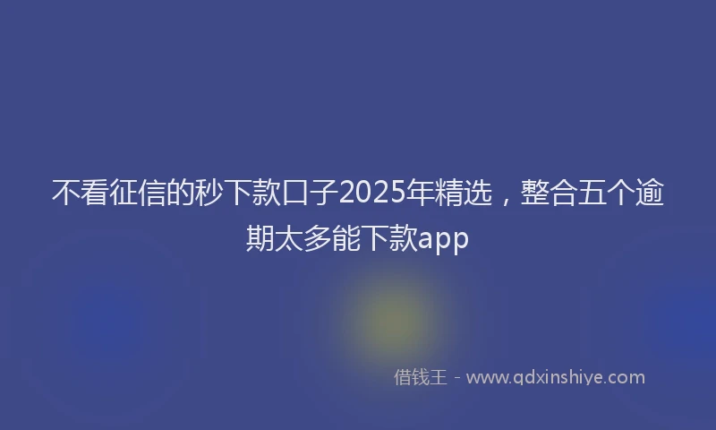不看征信的秒下款口子2025年精选，整合五个逾期太多能下款app