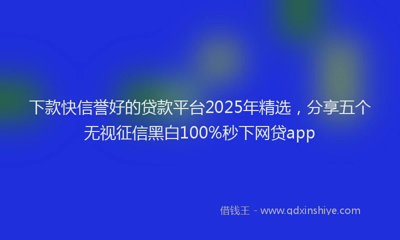 下款快信誉好的贷款平台2025年精选，分享五个无视征信黑白100%秒下网贷app