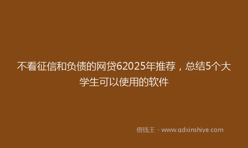 不看征信和负债的网贷62025年推荐，总结5个大学生可以使用的软件