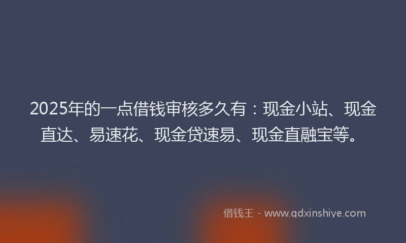 2025年的一点借钱审核多久有：现金小站、现金直达、易速花、现金贷速易、现金直融宝等。