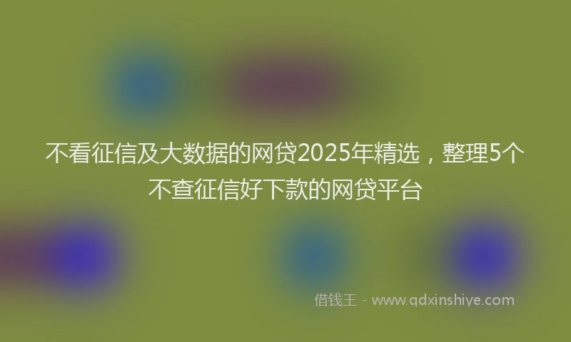 不看征信及大数据的网贷2025年精选，整理5个不查征信好下款的网贷平台