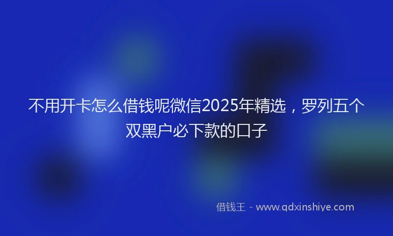 不用开卡怎么借钱呢微信2025年精选，罗列五个双黑户必下款的口子