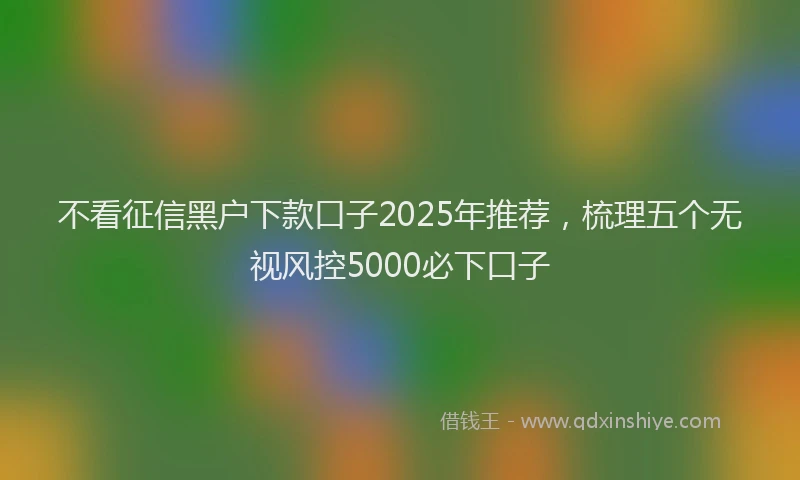 不看征信黑户下款口子2025年推荐，梳理五个无视风控5000必下口子