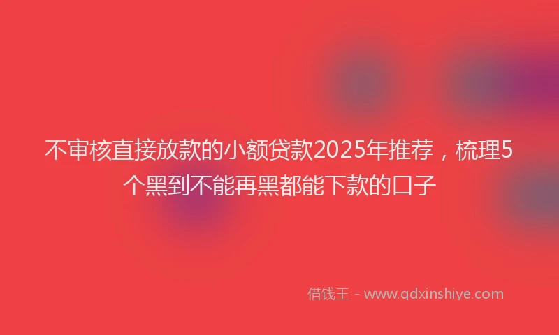 不审核直接放款的小额贷款2025年推荐，梳理5个黑到不能再黑都能下款的口子