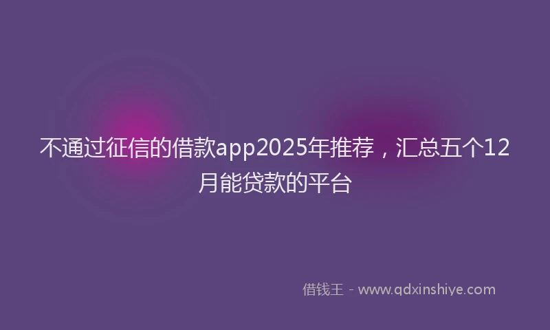 不通过征信的借款app2025年推荐，汇总五个12月能贷款的平台