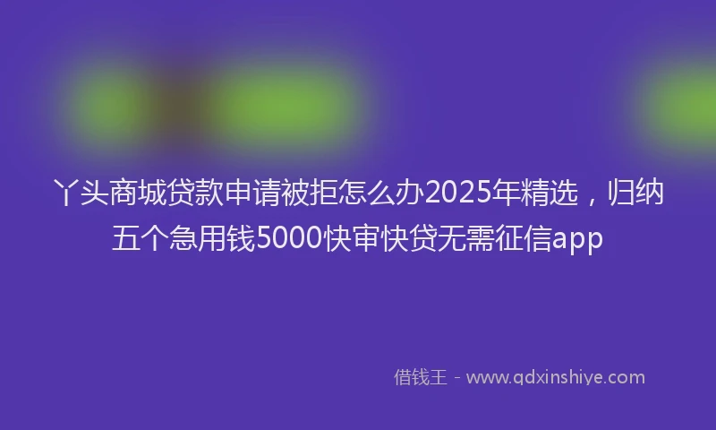 丫头商城贷款申请被拒怎么办2025年精选，归纳五个急用钱5000快审快贷无需征信app