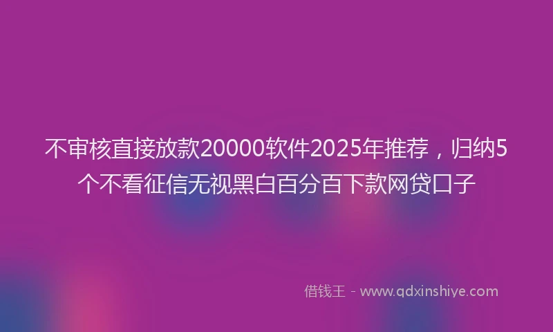 不审核直接放款20000软件2025年推荐,归纳5个不看征信无视黑白百分百下款网贷口子