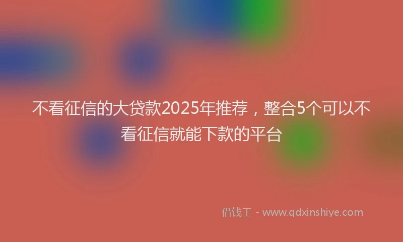 不看征信的大贷款2025年推荐，整合5个可以不看征信就能下款的平台