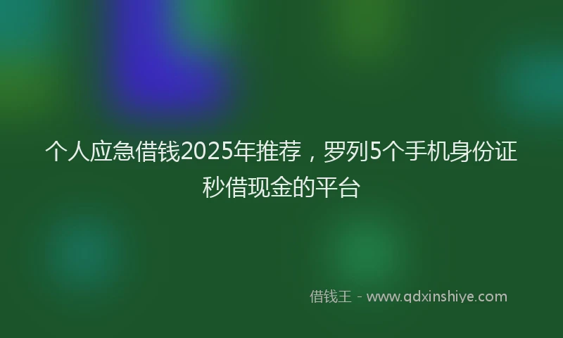 个人应急借钱2025年推荐，罗列5个手机身份证秒借现金的平台