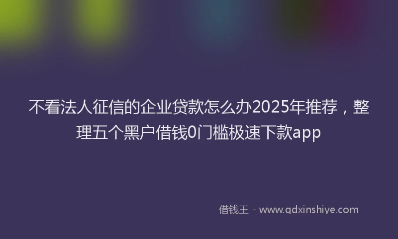 不看法人征信的企业贷款怎么办2025年推荐，整理五个黑户借钱0门槛极速下款app