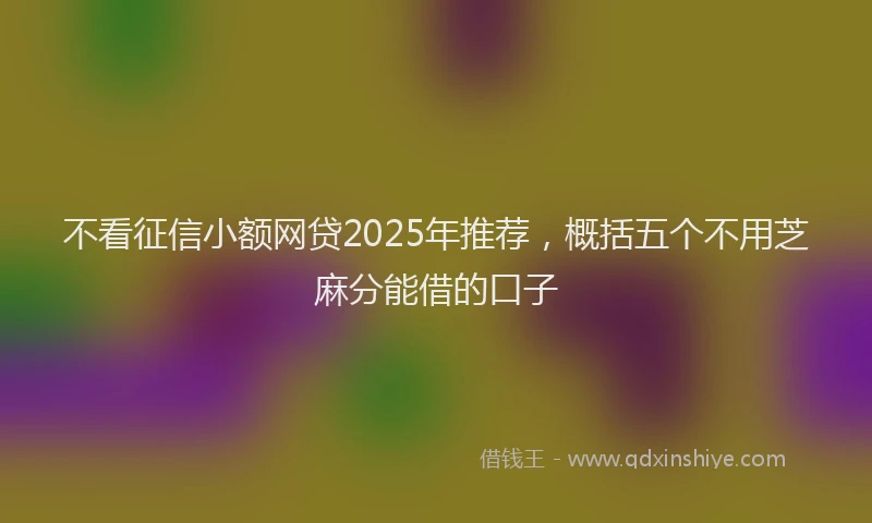 不看征信小额网贷2025年推荐，概括五个不用芝麻分能借的口子