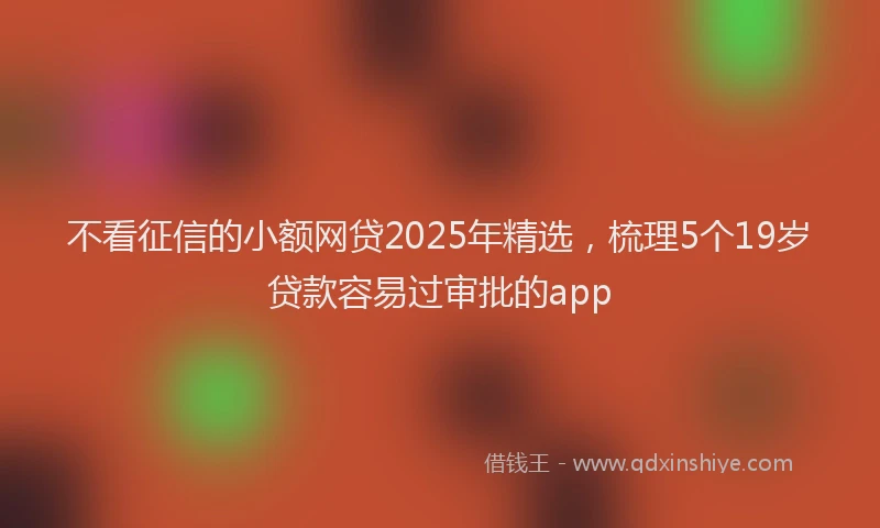 不看征信的小额网贷2025年精选，梳理5个19岁贷款容易过审批的app