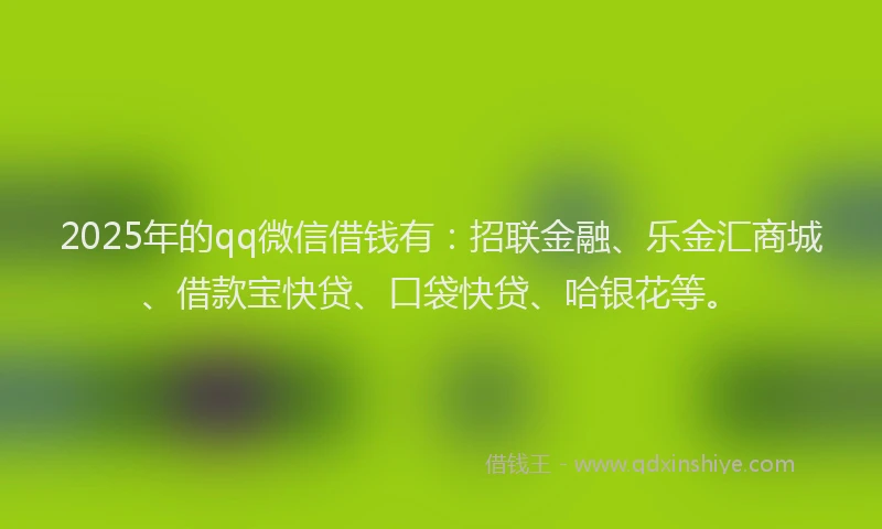 2025年的qq微信借钱有：招联金融、乐金汇商城、借款宝快贷、口袋快贷、哈银花等。