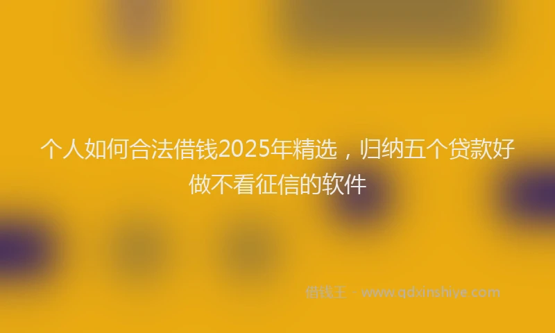 个人如何合法借钱2025年精选，归纳五个贷款好做不看征信的软件