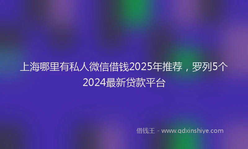 上海哪里有私人微信借钱2025年推荐，罗列5个2024最新贷款平台
