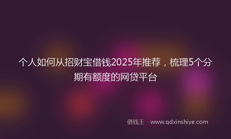 个人如何从招财宝借钱2025年推荐，梳理5个分期有额度的网贷平台