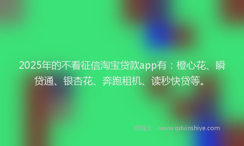 2025年的不看征信淘宝贷款app有：橙心花、瞬贷通、银杏花、奔跑租机、读秒快贷等。