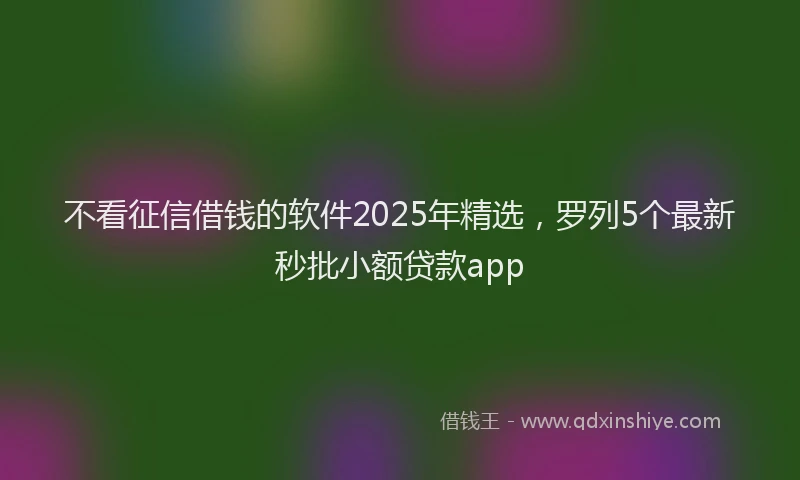不看征信借钱的软件2025年精选，罗列5个最新秒批小额贷款app