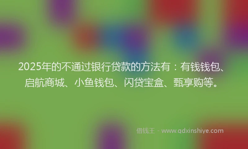 2025年的不通过银行贷款的方法有：有钱钱包、启航商城、小鱼钱包、闪贷宝盒、甄享购等。