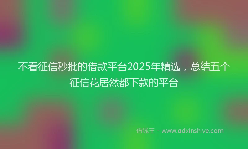不看征信秒批的借款平台2025年精选，总结五个征信花居然都下款的平台