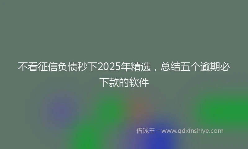 不看征信负债秒下2025年精选，总结五个逾期必下款的软件