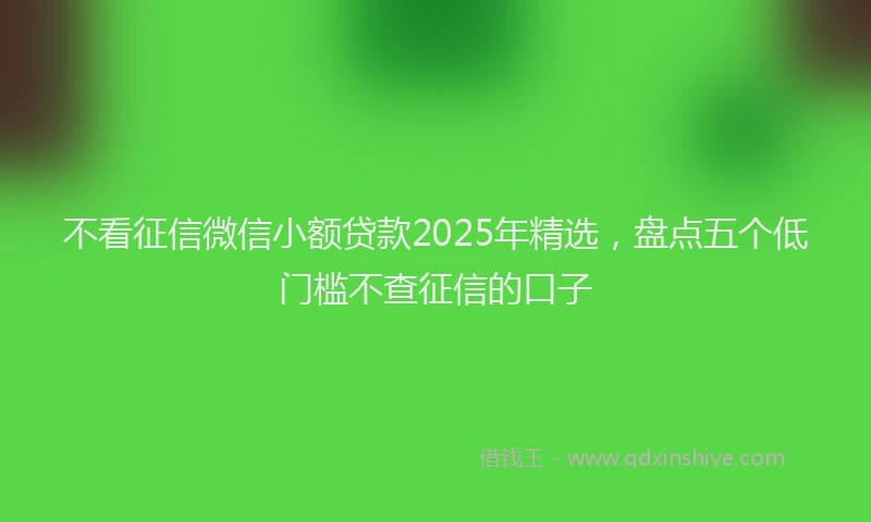 不看征信微信小额贷款2025年精选，盘点五个低门槛不查征信的口子