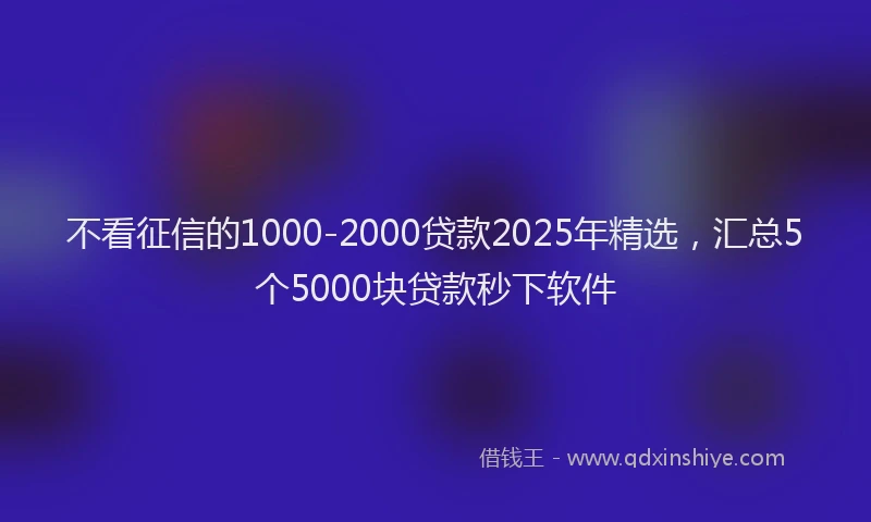不看征信的1000-2000贷款2025年精选，汇总5个5000块贷款秒下软件