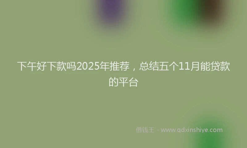 下午好下款吗2025年推荐，总结五个11月能贷款的平台