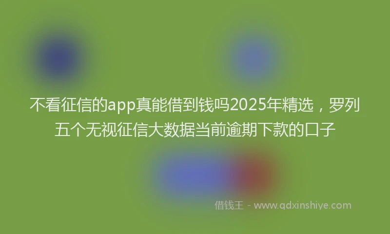 不看征信的app真能借到钱吗2025年精选，罗列五个无视征信大数据当前逾期下款的口子
