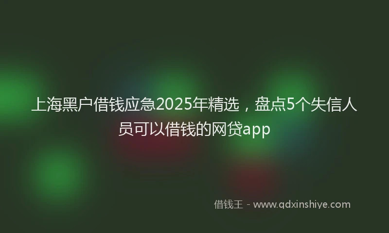 上海黑户借钱应急2025年精选，盘点5个失信人员可以借钱的网贷app