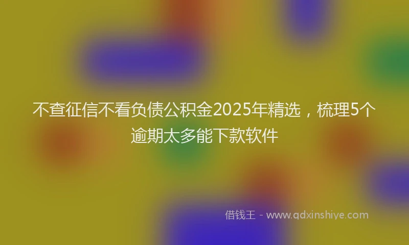 不查征信不看负债公积金2025年精选，梳理5个逾期太多能下款软件