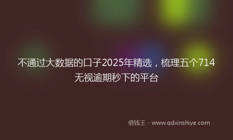 不通过大数据的口子2025年精选,梳理五个714无视逾期秒下的平台