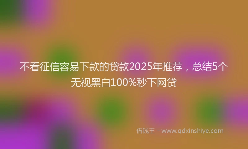 不看征信容易下款的贷款2025年推荐，总结5个无视黑白100%秒下网贷