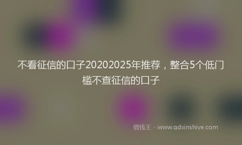 不看征信的口子20202025年推荐，整合5个低门槛不查征信的口子