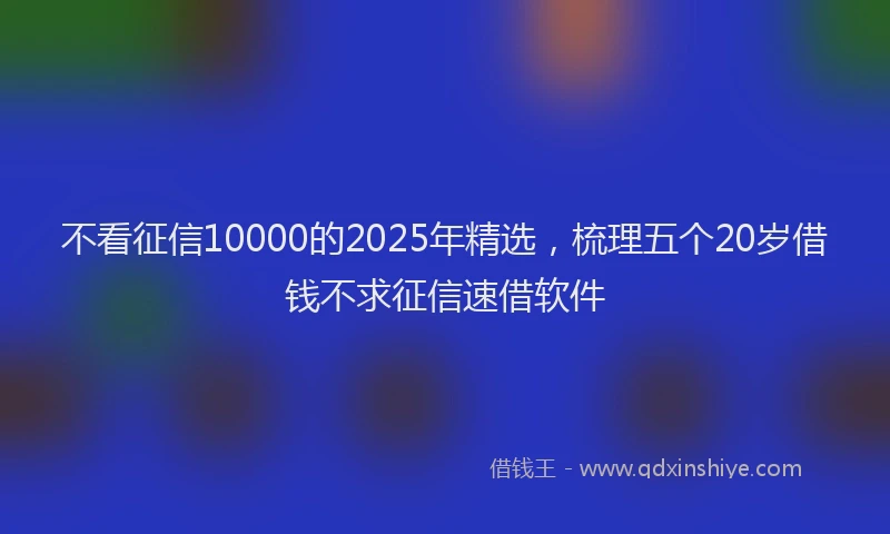 不看征信10000的2025年精选，梳理五个20岁借钱不求征信速借软件