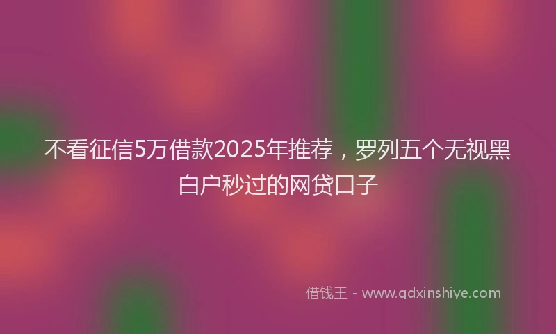 不看征信5万借款2025年推荐，罗列五个无视黑白户秒过的网贷口子
