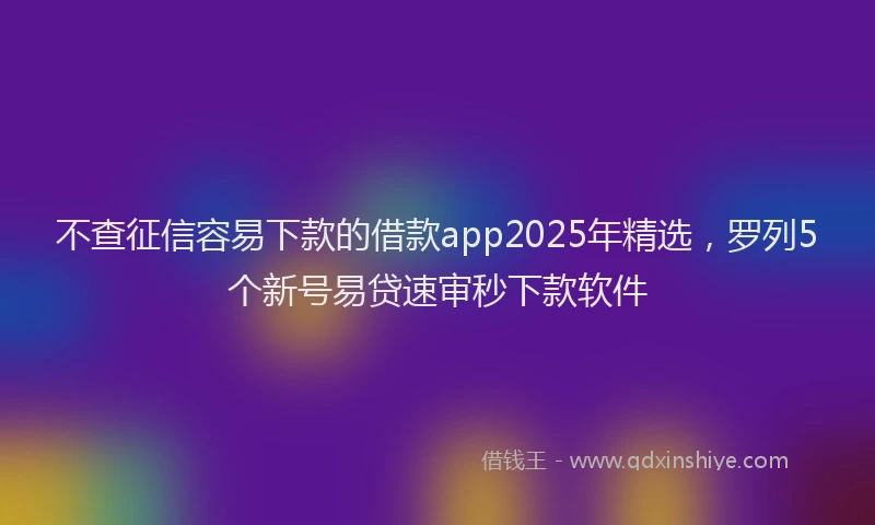 不查征信容易下款的借款app2025年精选，罗列5个新号易贷速审秒下款软件