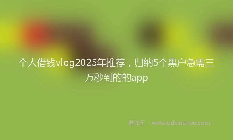 个人借钱vlog2025年推荐，归纳5个黑户急需三万秒到的的app