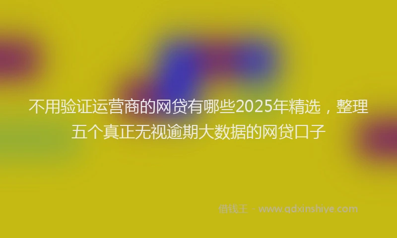 不用验证运营商的网贷有哪些2025年精选，整理五个真正无视逾期大数据的网贷口子