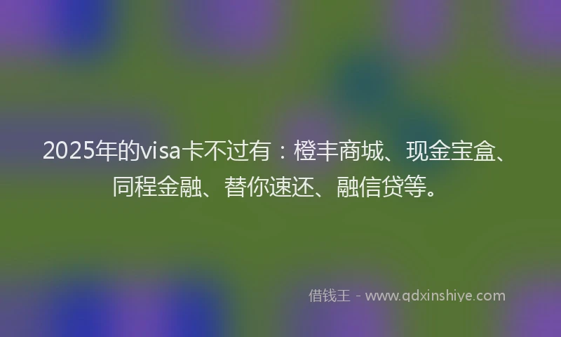 2025年的visa卡不过有：橙丰商城、现金宝盒、同程金融、替你速还、融信贷等。
