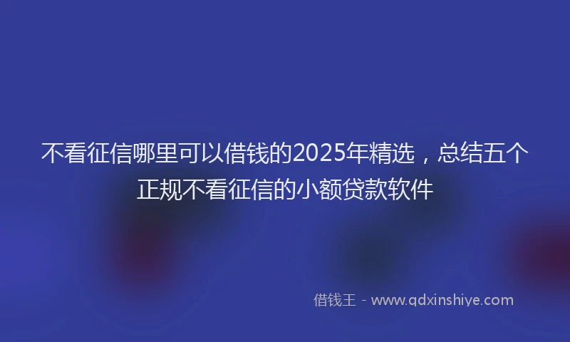 不看征信哪里可以借钱的2025年精选，总结五个正规不看征信的小额贷款软件
