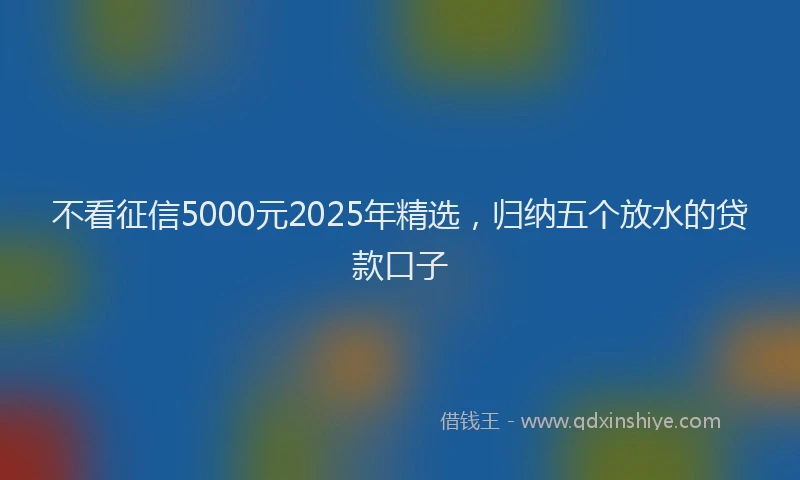不看征信5000元2025年精选，归纳五个放水的贷款口子