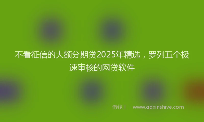 不看征信的大额分期贷2025年精选，罗列五个极速审核的网贷软件