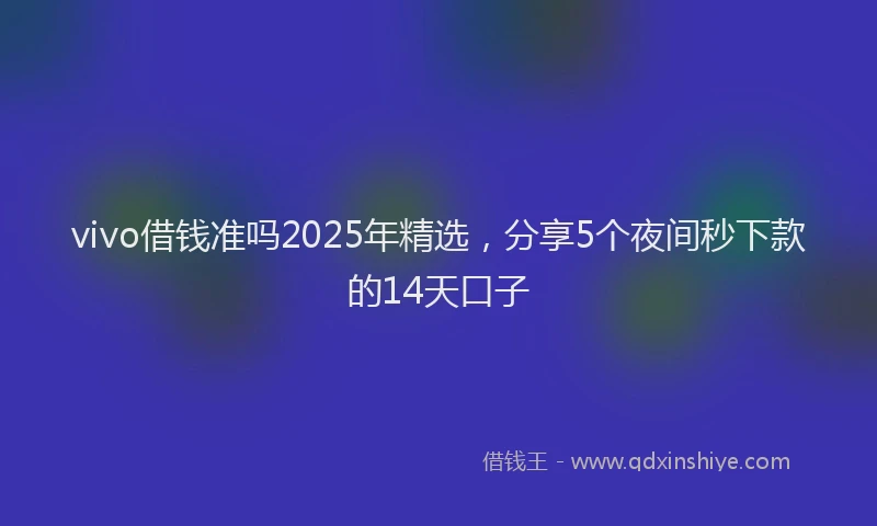 vivo借钱准吗2025年精选，分享5个夜间秒下款的14天口子
